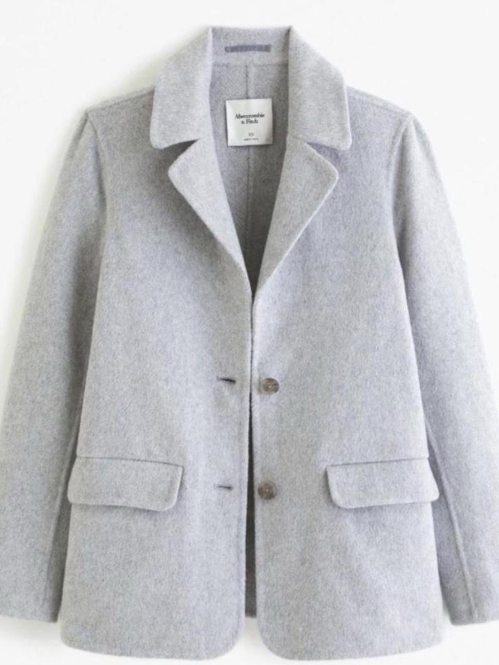 Abercrombie & Fitch Light Gray Tailored Wool-Blend Blazer Jacket